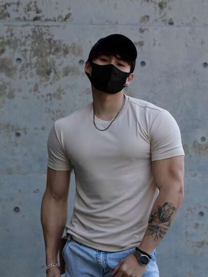 Men's plain short sleeve t-shirt with elastane ViscoLycra mesh