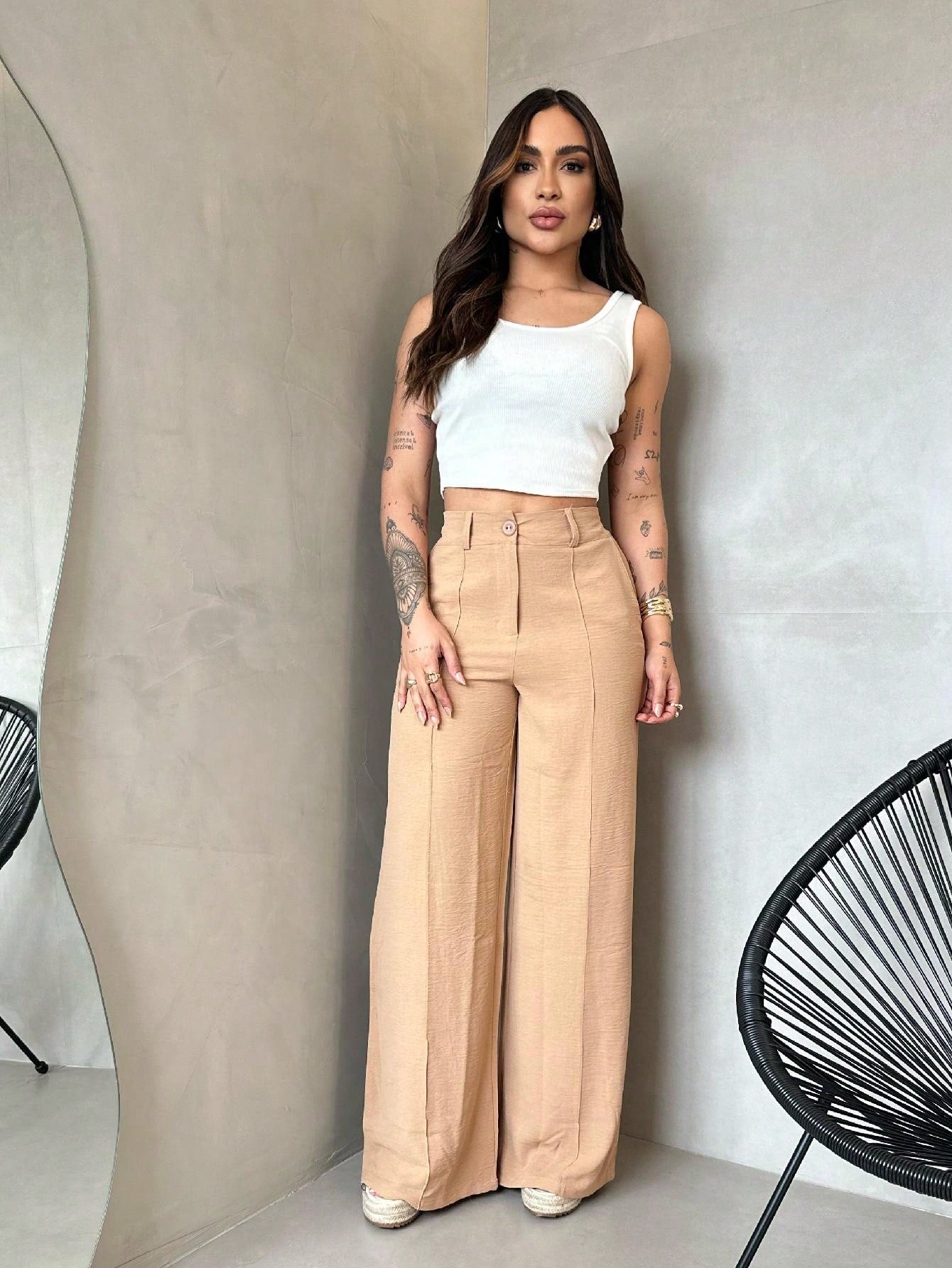 Aguilera Wide Leg Tailored Dress Pants