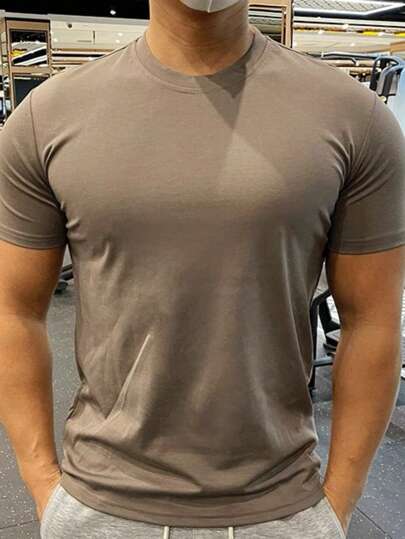 Men's plain short sleeve t-shirt with elastane ViscoLycra mesh