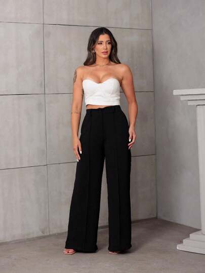 Aguilera Wide Leg Tailored Dress Pants