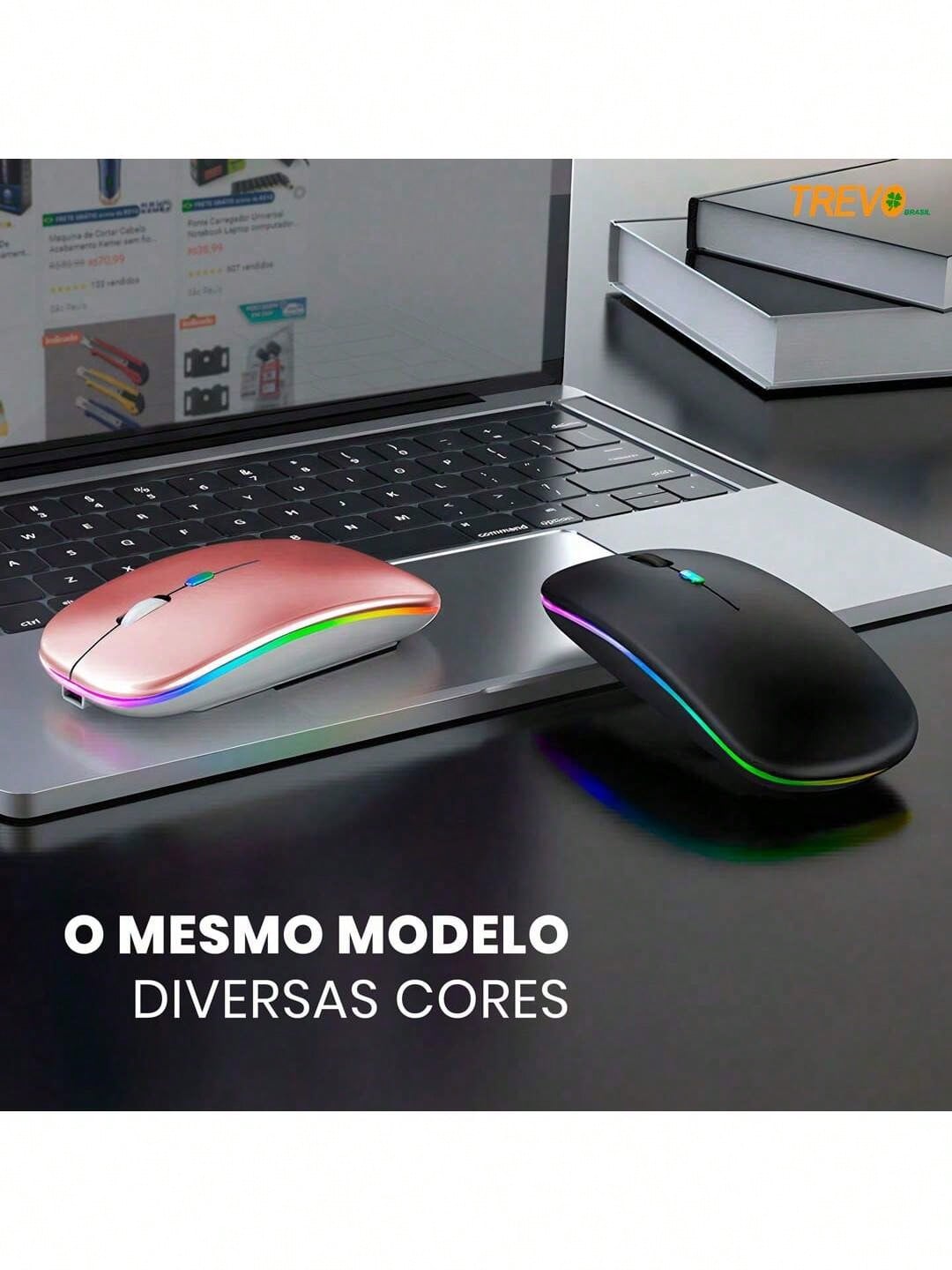 Mouse sem fio Recarregável Led Rgb 2.4ghz Ultra slim óptico RF-6800C