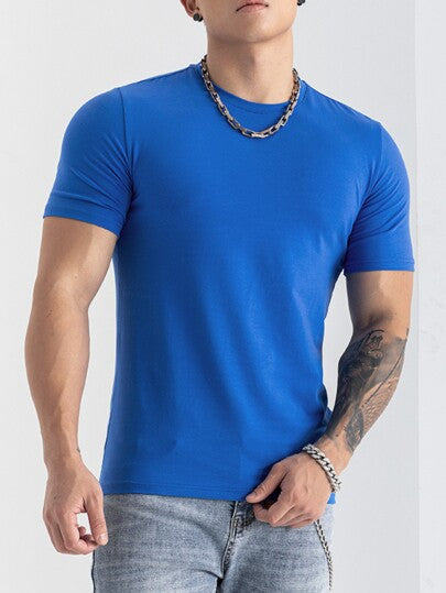 Men's plain short sleeve t-shirt with elastane ViscoLycra mesh