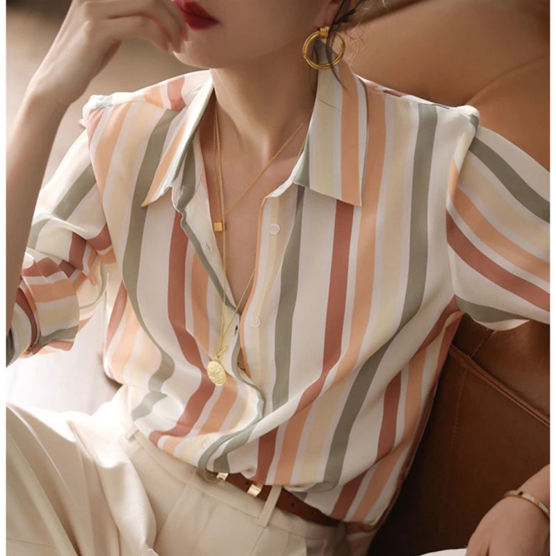 Camisa feminina listrada Riviera