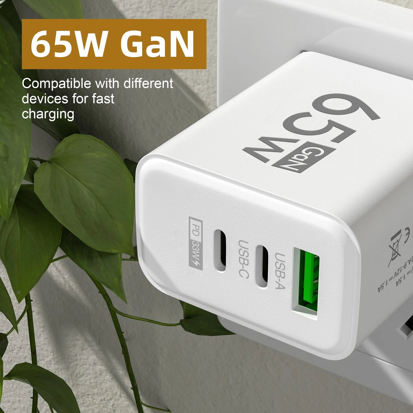 Carregador rápido USB GaN 65W Tipo C