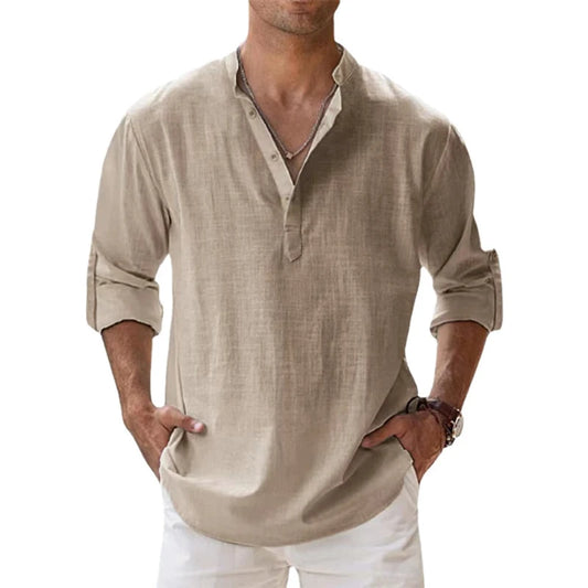 Camisa masculina casual de linho Moscou